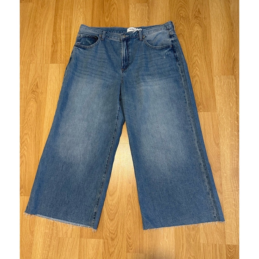 NEW Pistola Jadyn Low-Slung Palazzo Crop Jeans 33 Raw Hem‎ 38 X 25